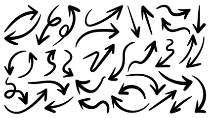 Hand drawn arrow vector icons set. sketch arrow design for business plan and education.