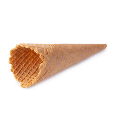 waffle ice-cream cone isolated over white background.