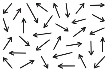 Hand drawn arrow vector icons set. sketch arrow design for business plan and education.