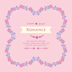 Poster design for romance day, with elegant style leaf and floral frame. Vector