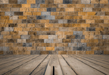 room with brick wall