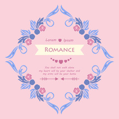 Unique card design, with beautiful pink wreath frame, for romance day celebration. Vector
