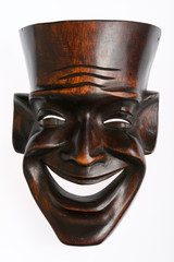 Classic happy comedy theatre mask on a white background