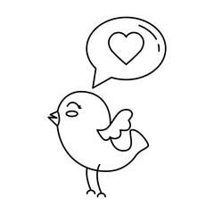 cute bird and speech bubble with heart