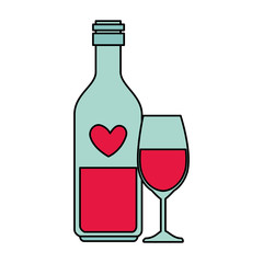 cup glass with bottle champagne isolated icon