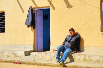 Obraz na płótnie Canvas Relaxing in Nepalese Farming Village