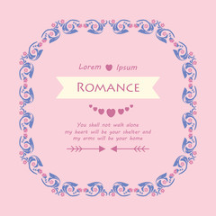 Romance greeting card, with leaf and cute floral design frame. Vector