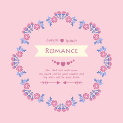 Fototapeta na wymiar Romance greeting card, with leaf and cute floral design frame. Vector