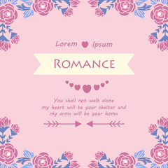 Seamless Style and elegant design of romance invitation card, with leaf and pink wreath frame. Vector