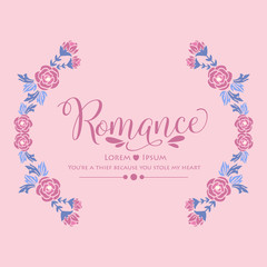 Seamless Style and elegant design of romance invitation card, with leaf and pink wreath frame. Vector