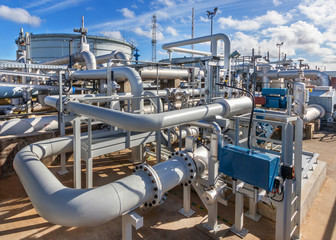 Pipeline at crude oil storage terminal