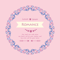 Seamless Style and elegant design of romance invitation card, with leaf and pink wreath frame. Vector