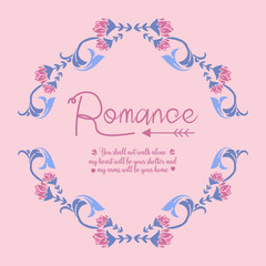 Romance invitation card Decoration, with leaf and floral unique frame. Vector