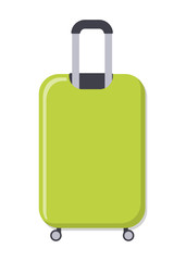 Suitcase on wheels in the flat style. Element for creating a design, can be used on postcards, flyers, posters, advertising.