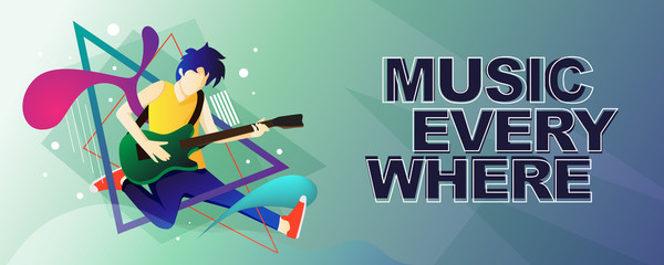  musician with music instrument for banner concept