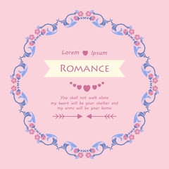 Ornate Pattern of leaf and pink flower frame, for romance elegant invitation card template concept. Vector