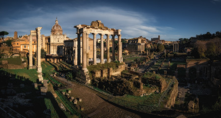 Fototapeta na wymiar Ancient ruins of Roman Forum in Rome, Italy