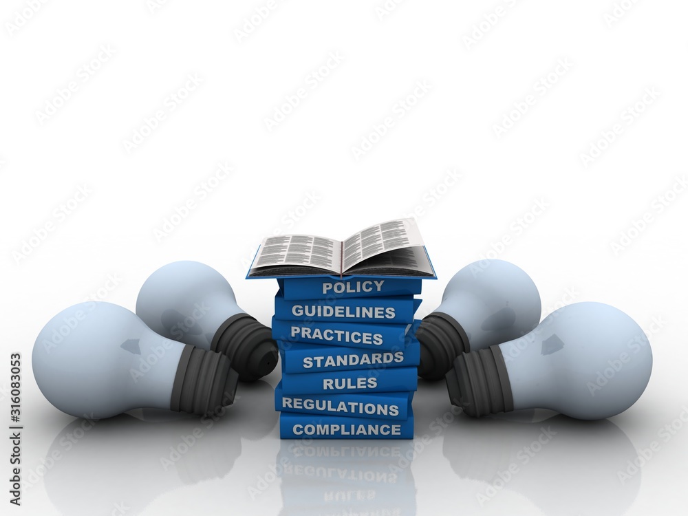 Poster 3d rendering books with bulb