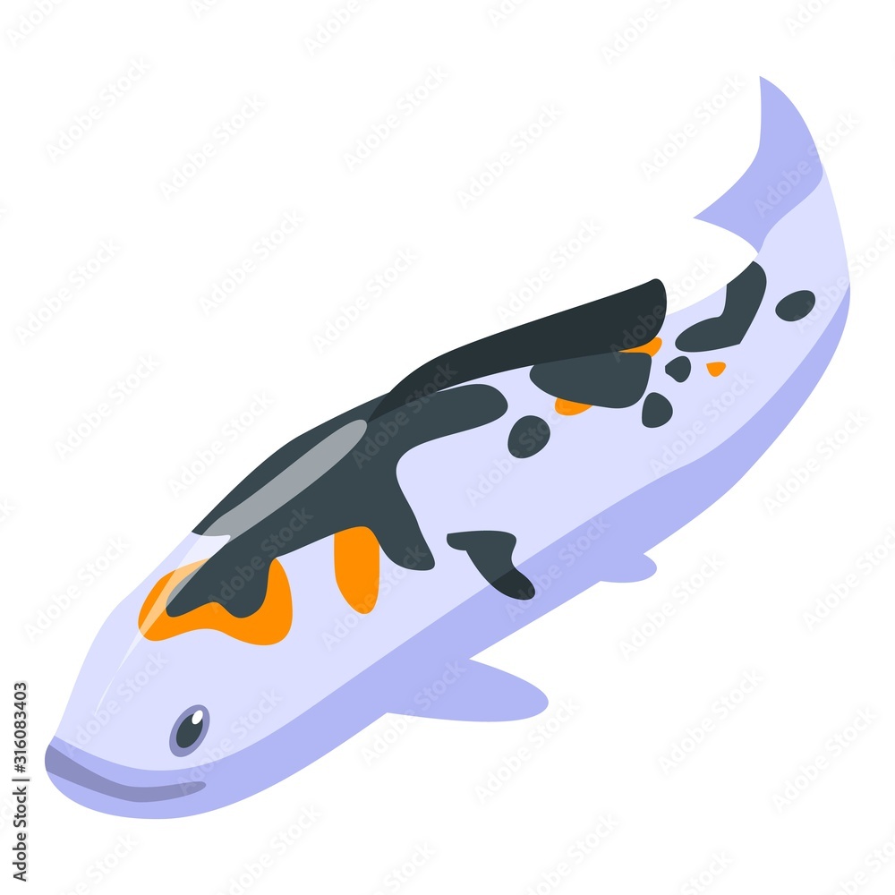 Poster splash color koi carp icon. isometric of splash color koi carp vector icon for web design isolated o