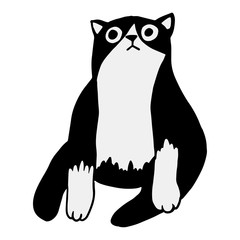 Hand drawn flat cute cat character. Colorful Kitten with bright emotion and poses.Doodle vector illustration for childish decoration clothes, patterns, stickers, cards, fabric, textile, wallpaper,pack