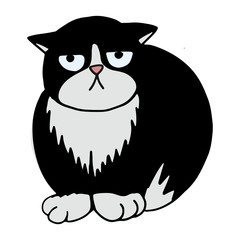 Hand drawn flat cute cat character. Colorful Kitten with bright emotion and poses.Doodle vector illustration for childish decoration clothes, patterns, stickers, cards, fabric, textile, wallpaper,pack