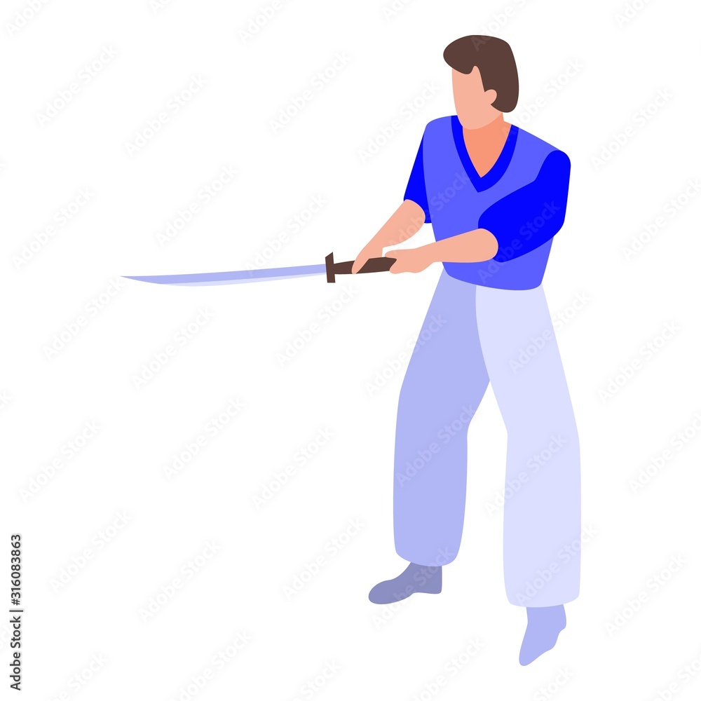 Poster ancient samurai icon. isometric of ancient samurai vector icon for web design isolated on white back