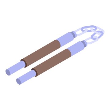 Nunchucks icon. Isometric of nunchucks vector icon for web design isolated on white background