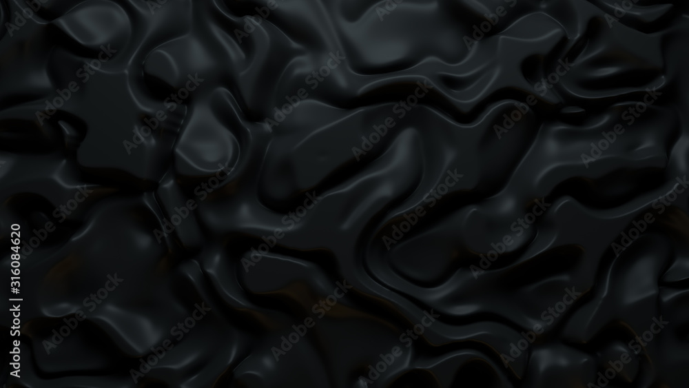 Poster 3d render of glossy surface with organic pattern of displacement. luxury modern background. smooth a