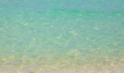 Beautiful beach with white sand, turquoise ocean water. Natural background for summer vacation.