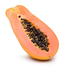 Ripe papaya isolated on white with clipping path.