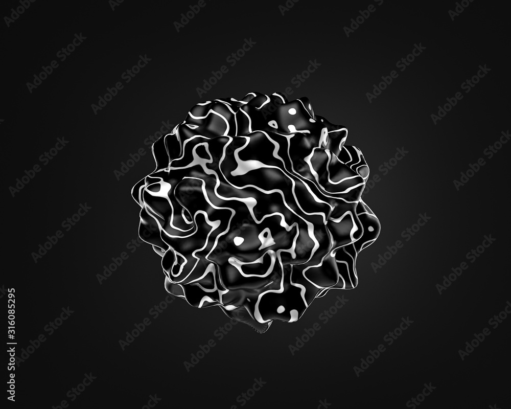 Poster black background with a abstract 3d shape. minimal style. 3d rendering
