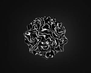 Black background with a abstract 3d shape. minimal style. 3d rendering