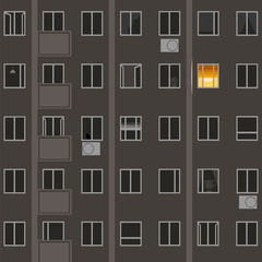 Naklejka premium Windows at night. vector image of building Windows at night