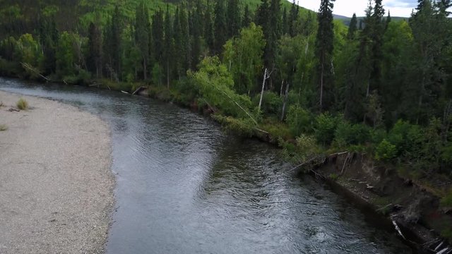 Chena River aerial drone footage in late summer