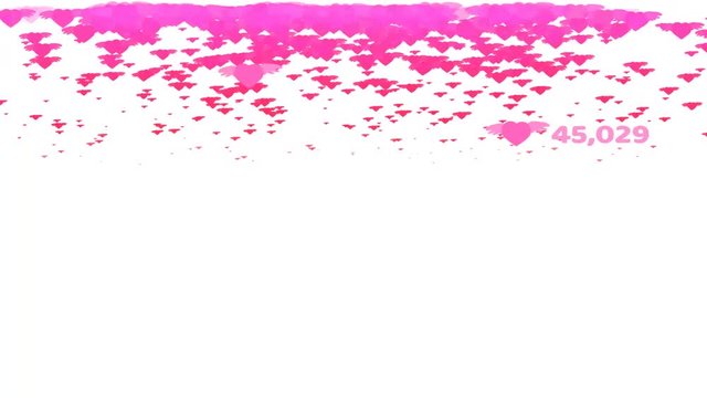 pink hearts flying with count and valentine text and copy space