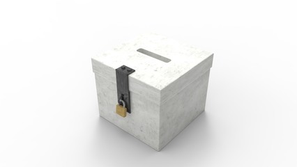 3D rendering of a ballot box isolated in a white stucio background