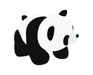 Cartoon panda bare isolated white background. Smile.
