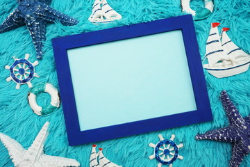 Mock up flat lay with nautical merine decoration