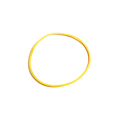 Yellow rubber band isolated on white background.