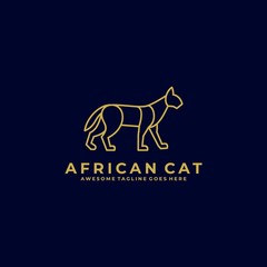 Vector Logo Illustration African Cat Line Art Style