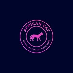 Vector Logo Illustration African Cat Vintage Badge