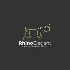 Vector Logo Illustration Rhino Elegant Line Art