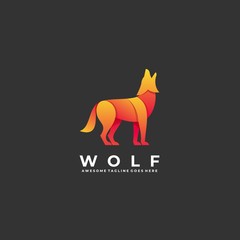 Vector Logo Illustration Wolf Gradient Colorful
