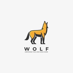 Vector Logo Illustration Wolf Mascot Cartoon