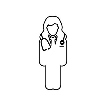 Female Doctor line icon. Flat style vector EPS.