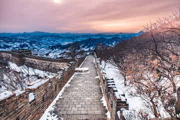 Mutianyu Great Wall after snow in Beijing, China