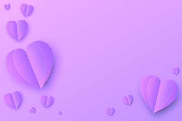 Heart paper cut symbol on pastel gradient color background. Vector Illustrator