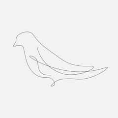 Bird on branch line drawing vector illustration	