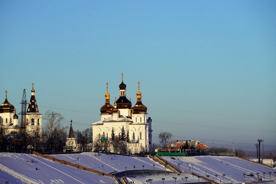 Trinity monastery in Tyumen city in winter
