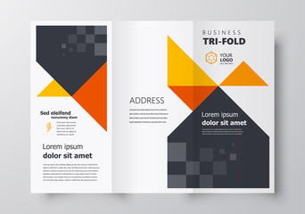 Tri-fold business brochure design template, creative leaflet